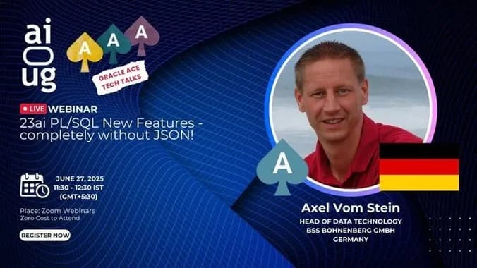image showcasing event: 23ai PL/SQL New Features - completely without JSON!