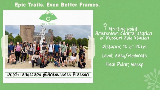 image showcasing event: Hike & Pictures | Dutch villages & landscape @Bussum-zuid to Weesp (10 or 20km)