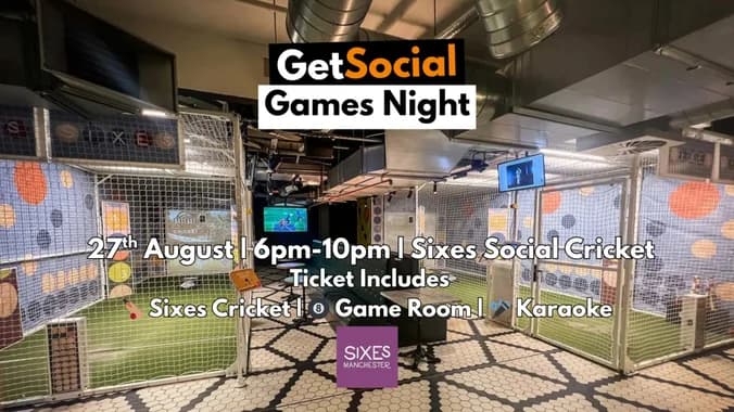 image showcasing event: 🍻🎱 GetSocial Games Night - Meet People & Make Friends @ Sixes Cricket 🏏🍸