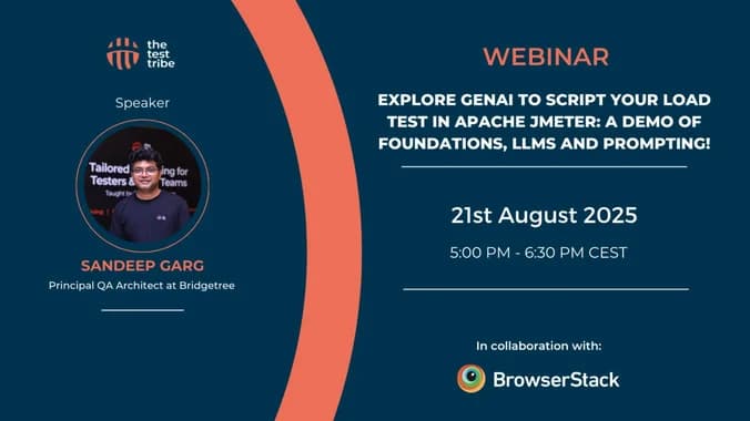 image showcasing event: TTTribeCast Webinar on Explore GenAI to Script Your Load Test in Apache JMeter 